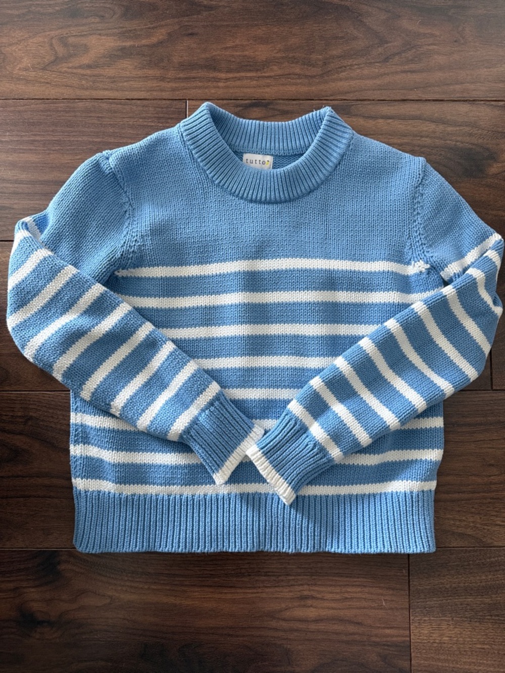 Tutti knit Light Blue & White Striped Crewneck Sweater